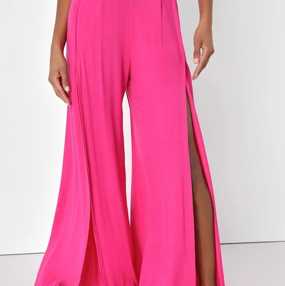 Elegant Pink Wide-Leg Pants - Picture 5 of 5